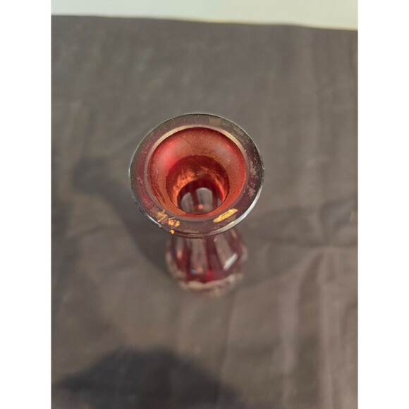 Bohemian Czech Ruby Red Hand Blown Cut to Clear Egermann-style Decanter w/ Label - Picture 6 of 9